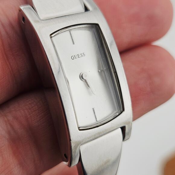 Guess Silver Tone Rectangle Watch Sleek Minimalist Bracelet Link Band G66401L - Picture 3 of 7